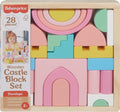 Fisher-Price Wood Toddler Toy Castle Block Set, 28 Wooden Pieces