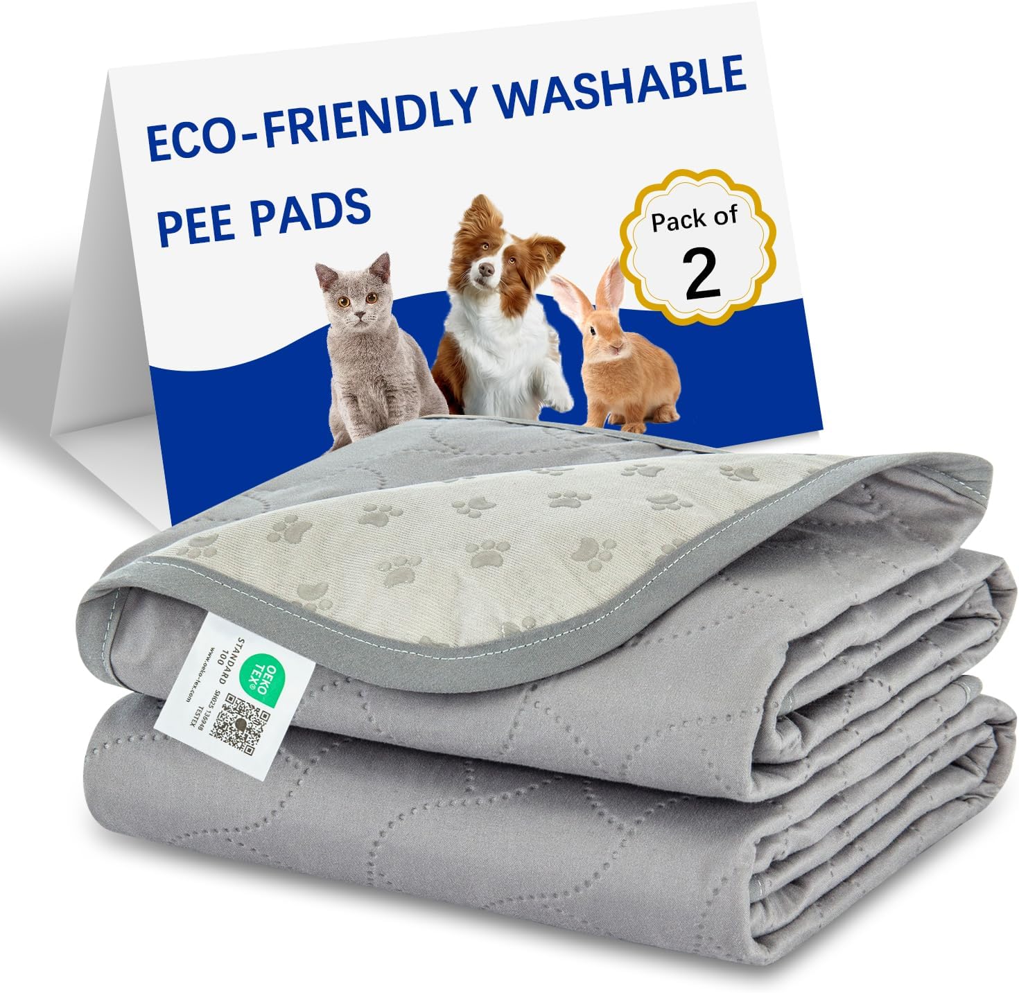 Gentle Purr Eco-Friendly Washable Pee Pads for Dogs(2pack) of 24''x36''