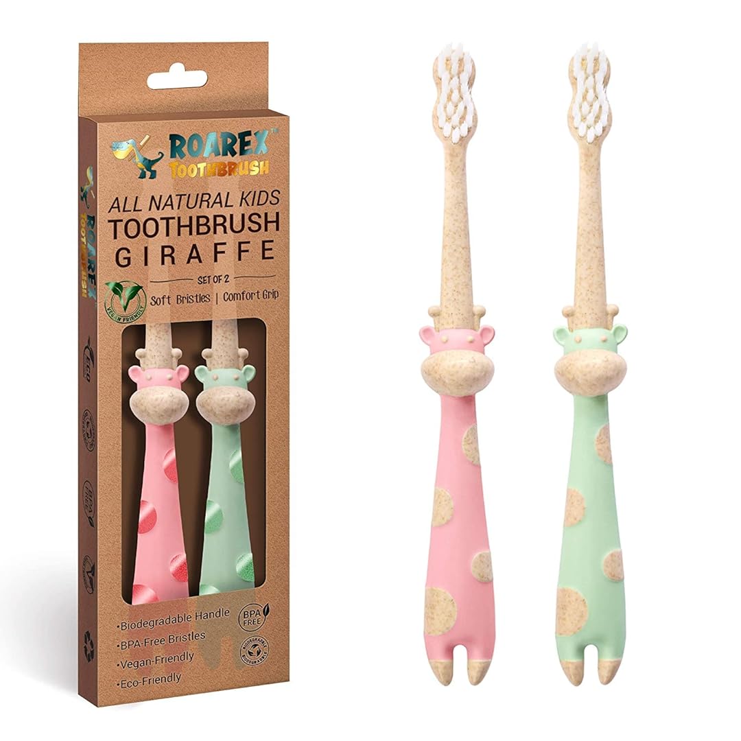 ROARex Vegan Eco Friendly All Natural Kids Toothbrush Made from Plants