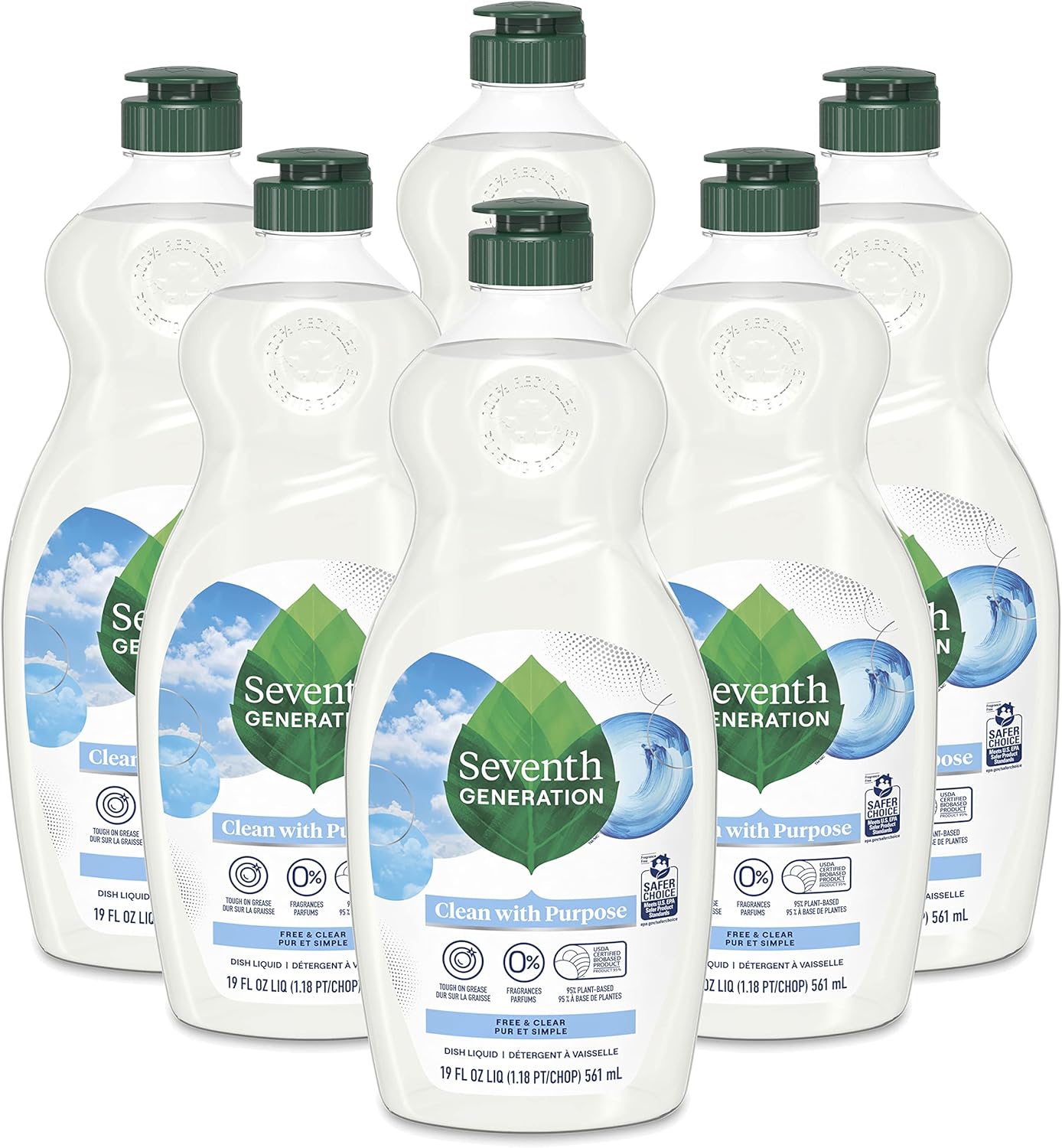 Seventh Generation Dish Liquid Soap Free & Clear liquid soap Pack of 6