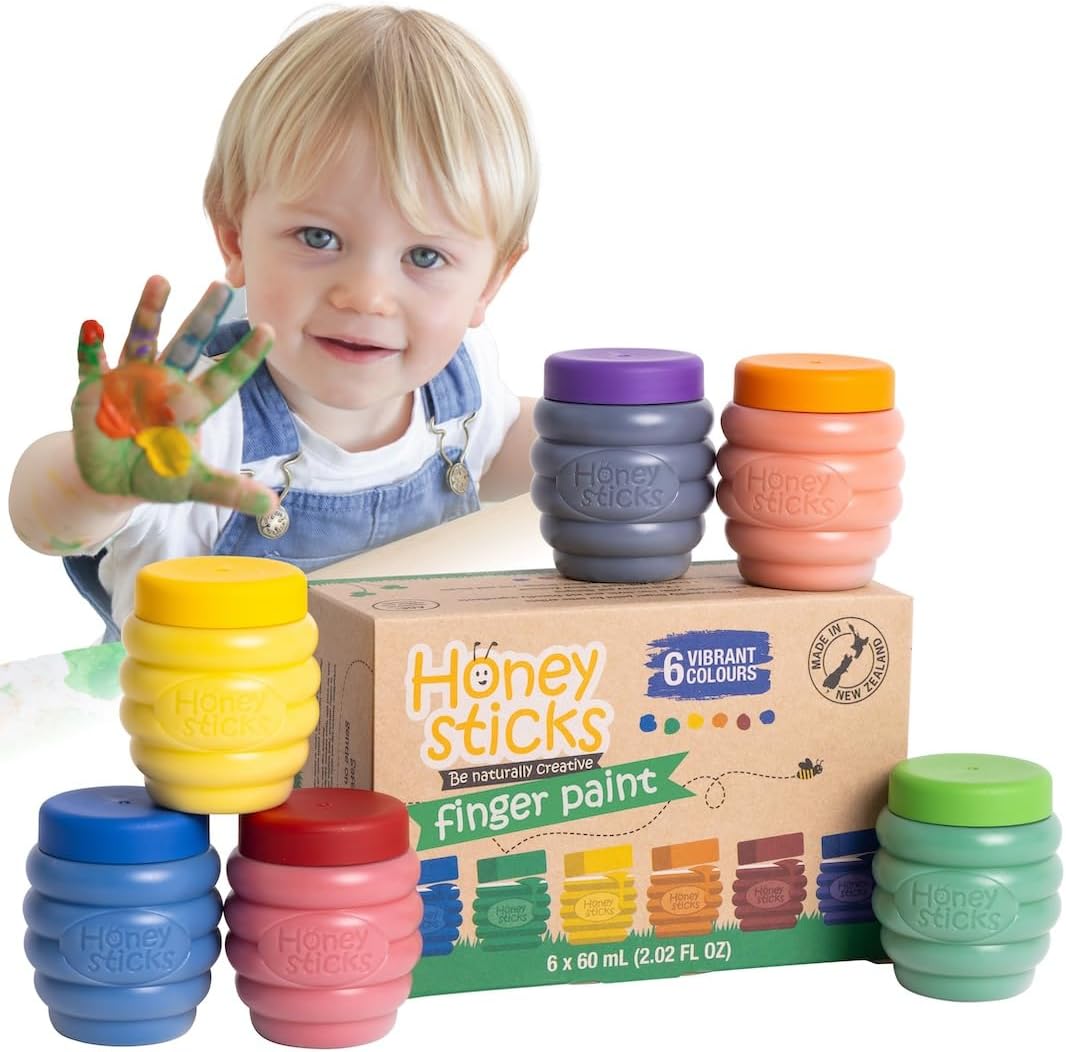 Honeysticks Non Toxic Finger Paint (6 Bright Colors)