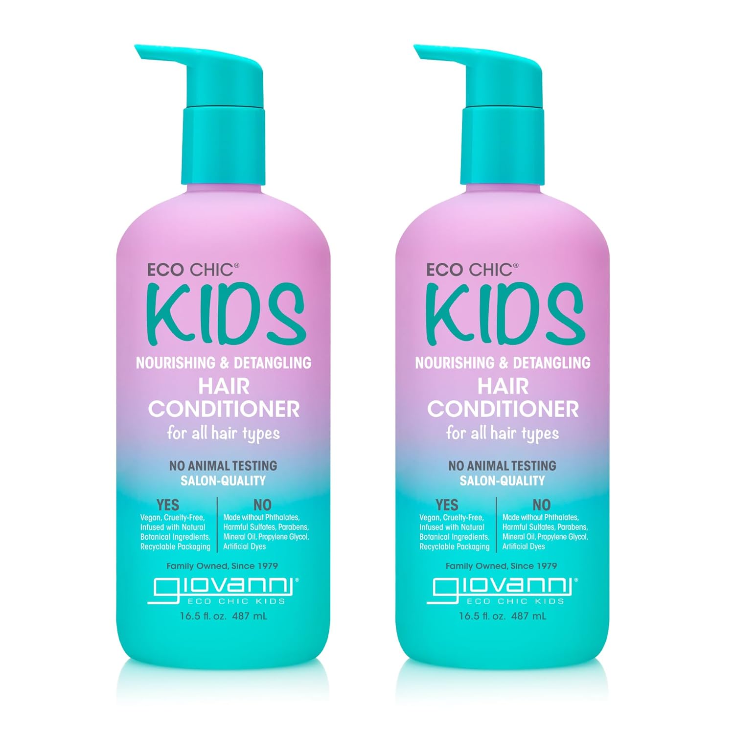 GIOVANNI Eco Chic Kids Nourishing & Detangling Hair Conditioner - 16.5 Fl Oz (Pack of 2)