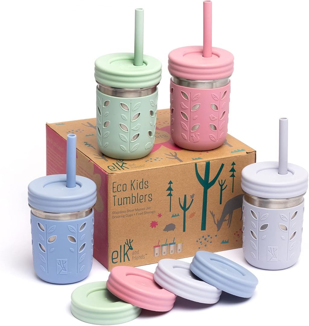 Elk and Friends 10oz Stainless Steel Kids + Toddler Drinking Cups 4 Pack