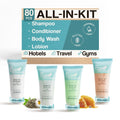 Eco Botanics Toiletries Set, 0.85oz Shampoo & Conditioner, Body Wash, Lotion, Travel Size