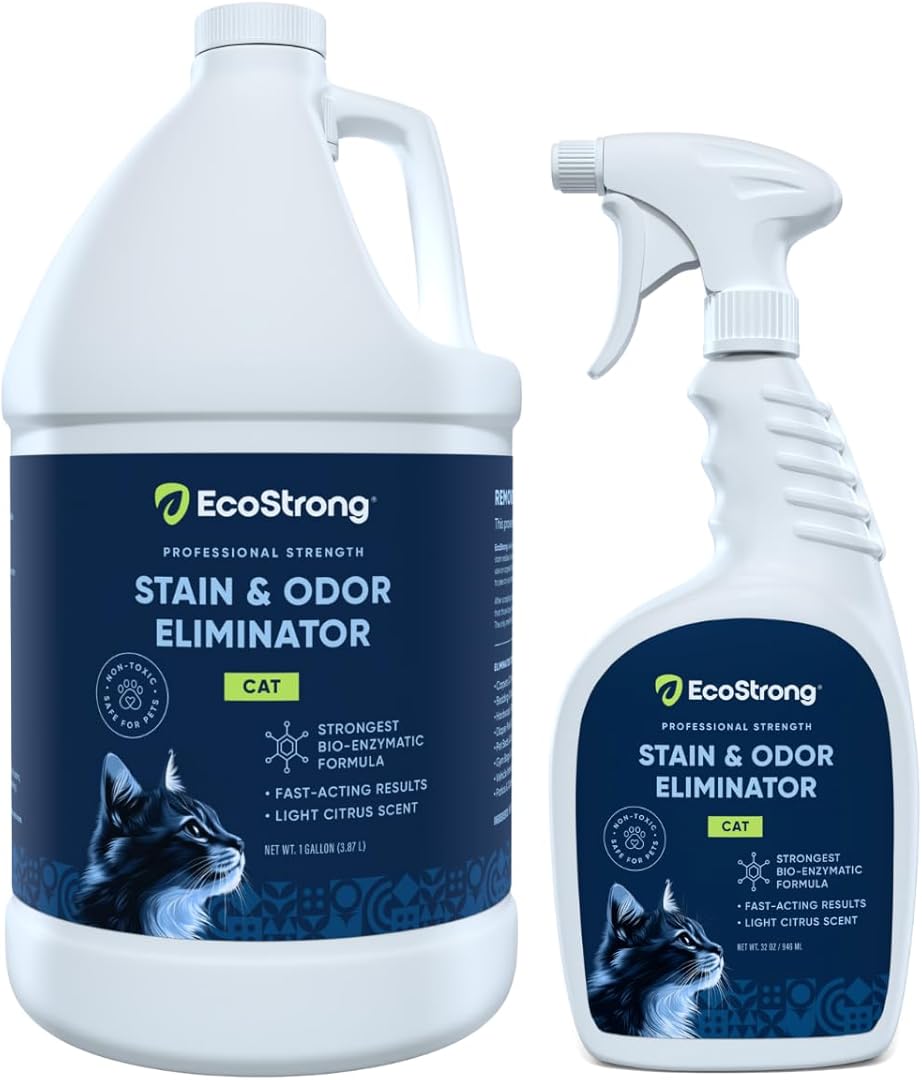 Eco Strong Cat Stain and Odor Remover, Enzyme Urine Odor Neutralizer [160 Fl Oz Bundle]