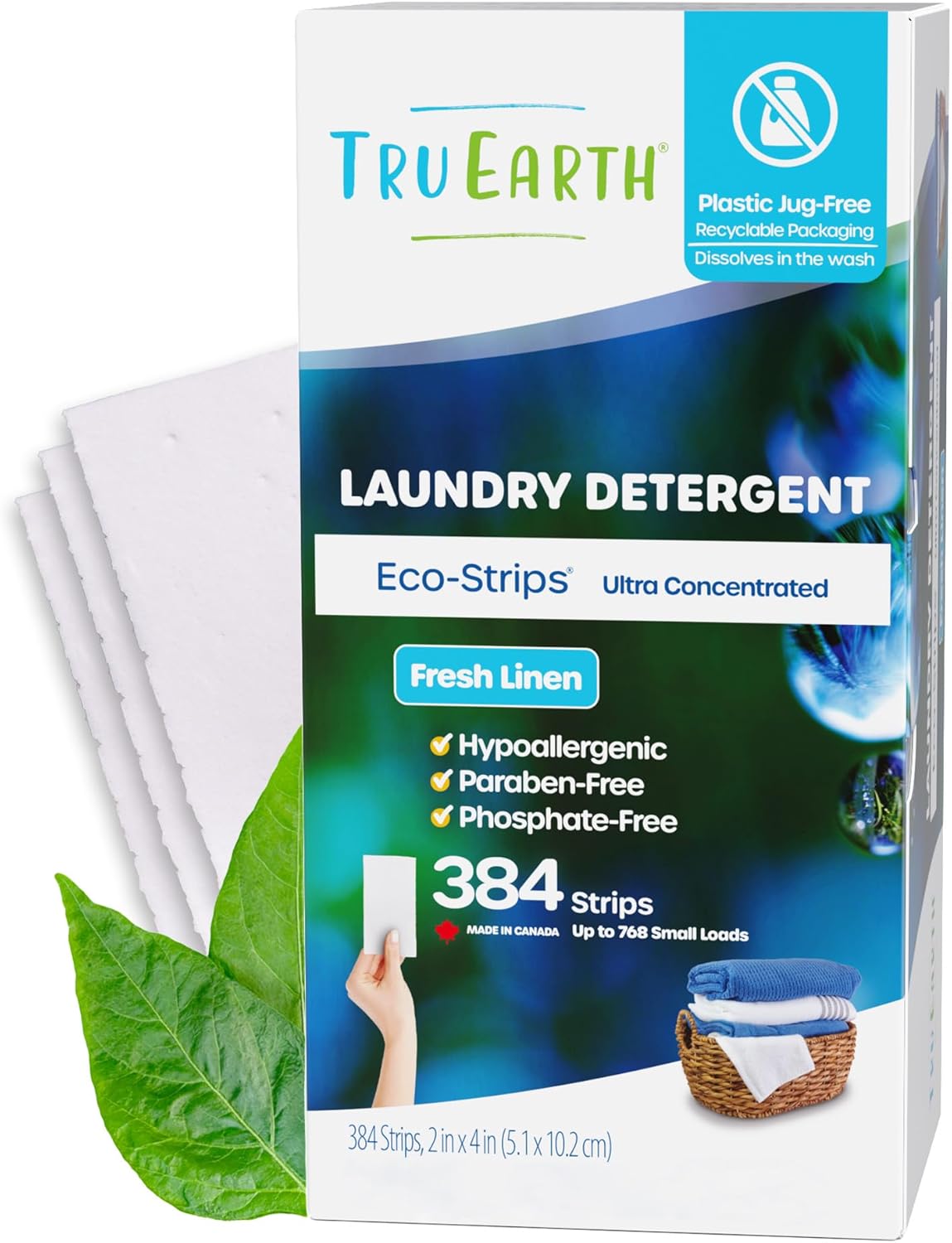 Tru Earth Compact Dry Laundry Detergent Sheets, Bulk, up to 768 Loads (384 Count)