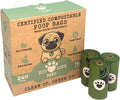 100% Certified Home Compostable Dog Poop Bags, Leak-Proof & Extra Thick, 240 Count (16 Rolls, Great Value)