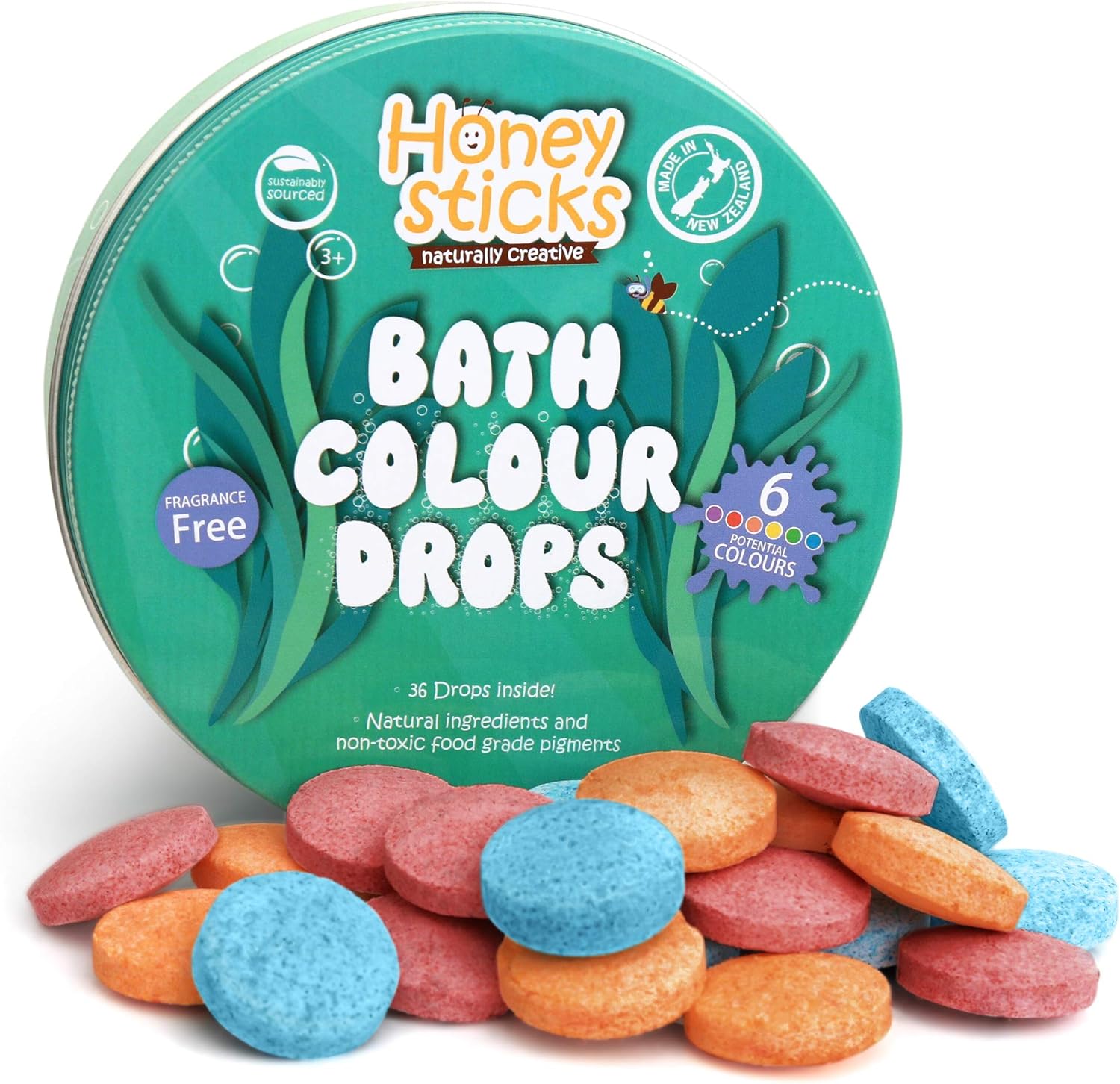 Honeysticks Bath Color Tablets for Kids - 36 Drops